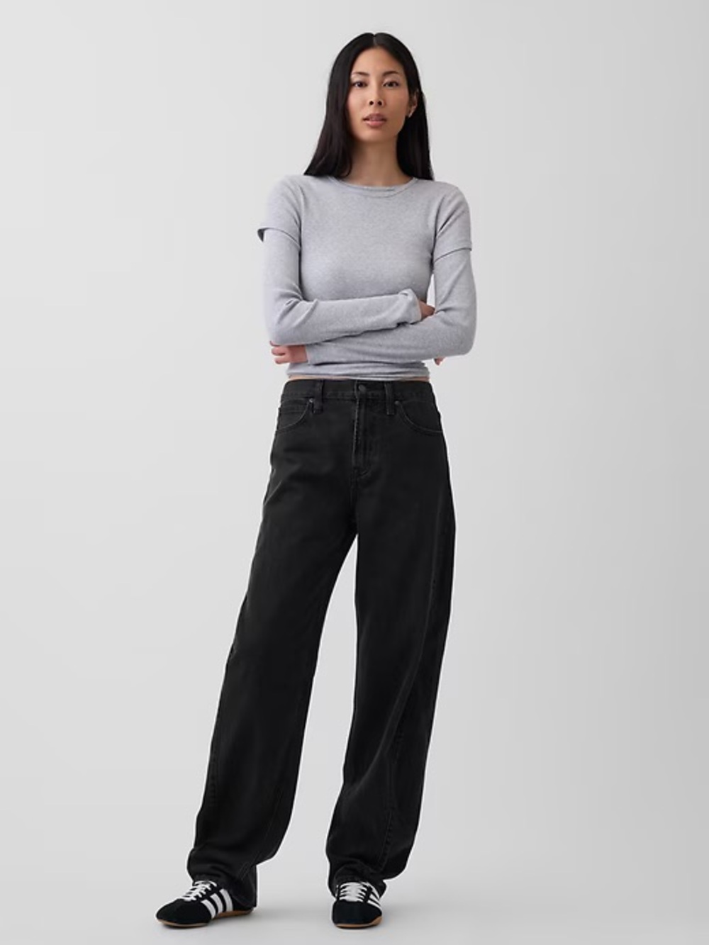 GAP Barrel High Rise Jeans - Black TALL